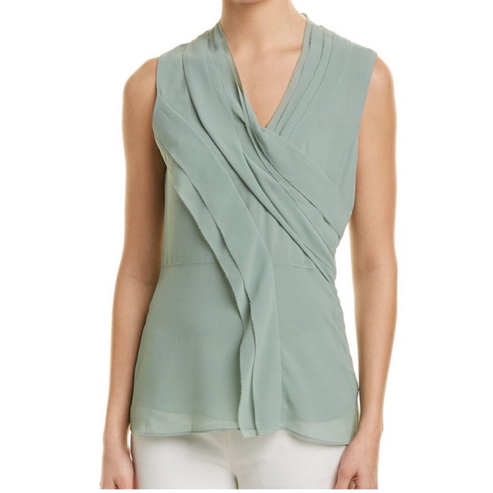 Reiss Kayla Pleat Front V Neck Top Size 8